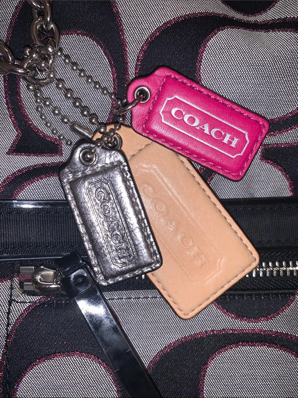 Coach Poppy Signature Grey and Black Tote with Pink Accents & 3 Hang Tags - Picture 3 of 14